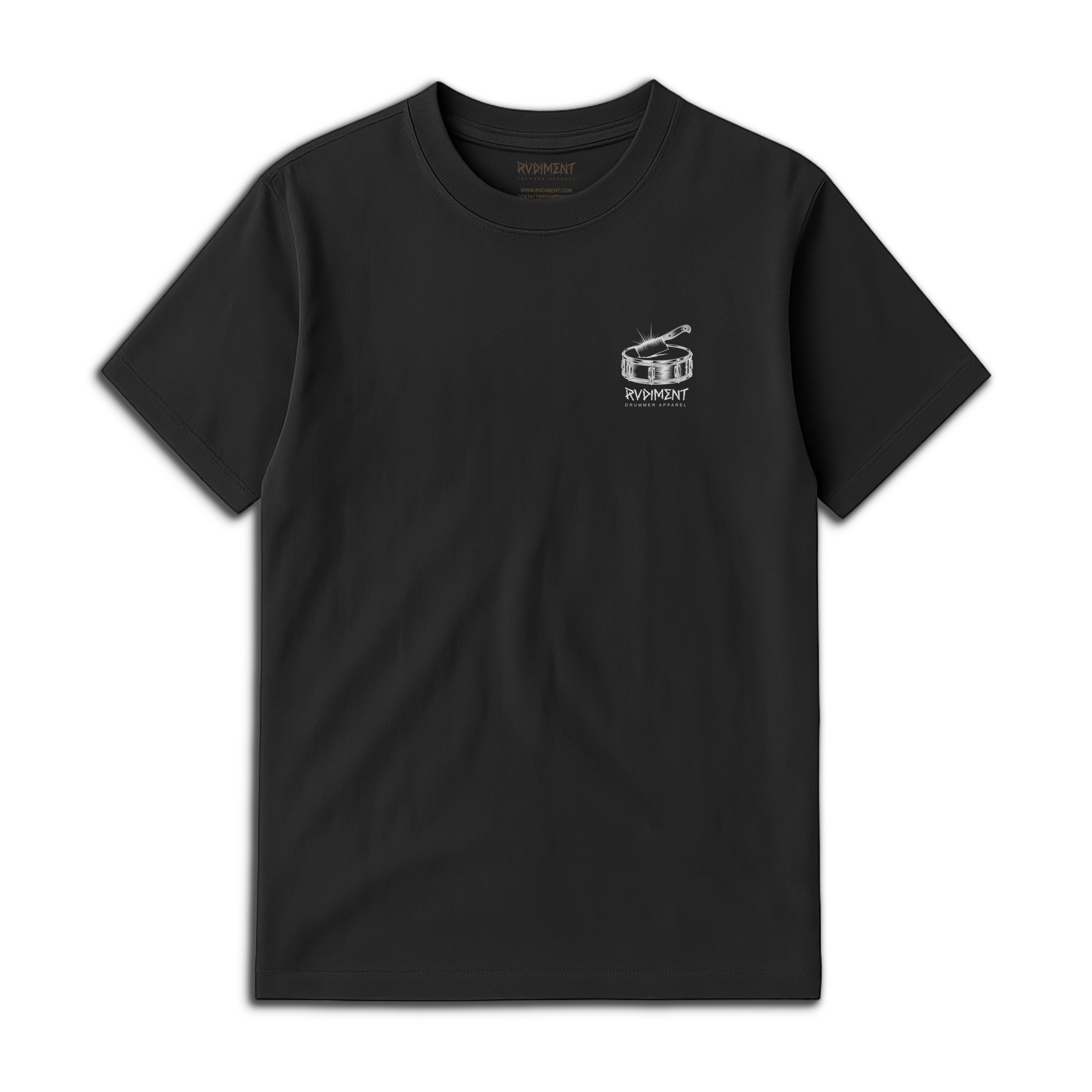Chops Unisex T-Shirt Black for Drummers - Front View | RVDIMENT Drummer Apparel