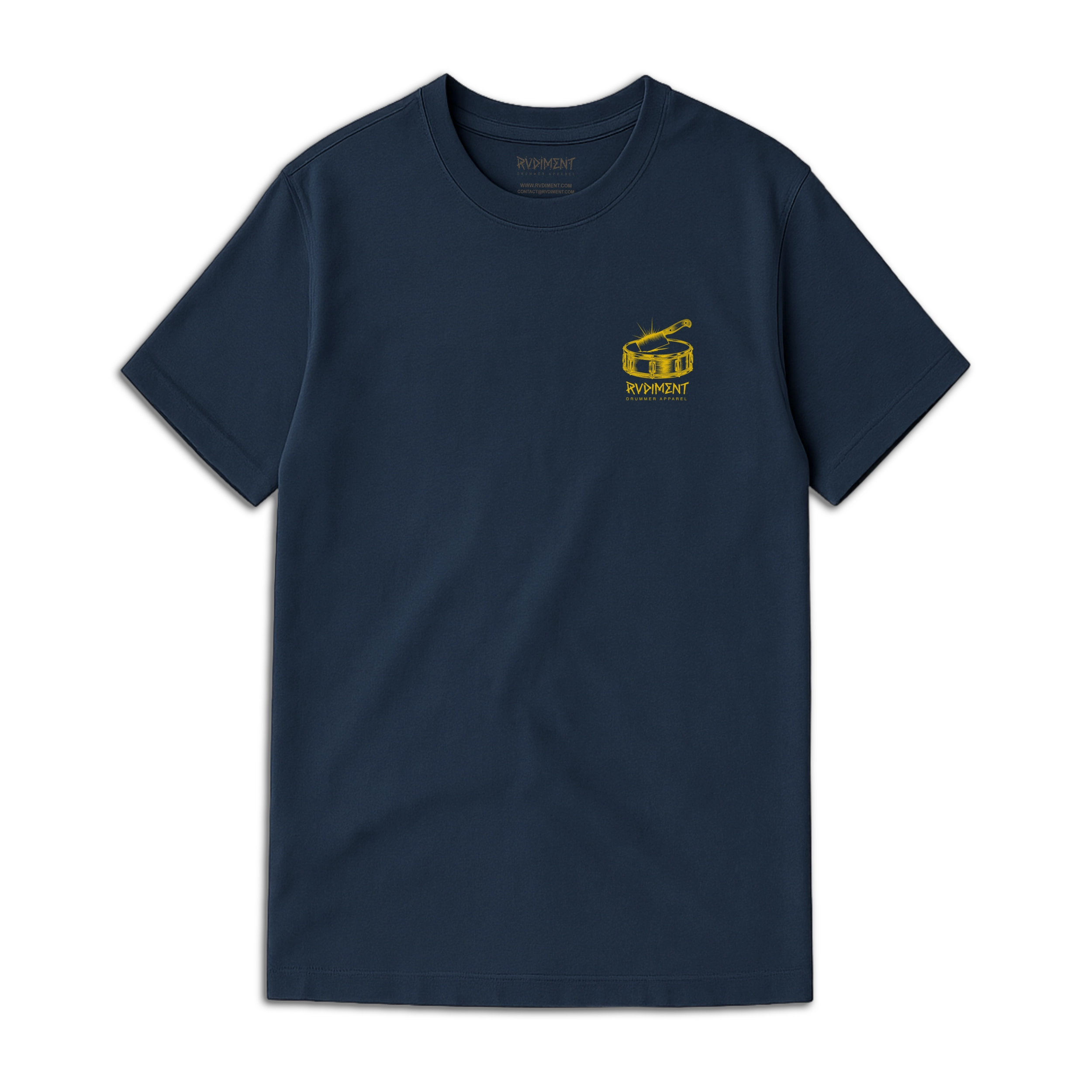 Chops Unisex T-Shirt Blue for Drummers - Front View | RVDIMENT Drummer Apparel
