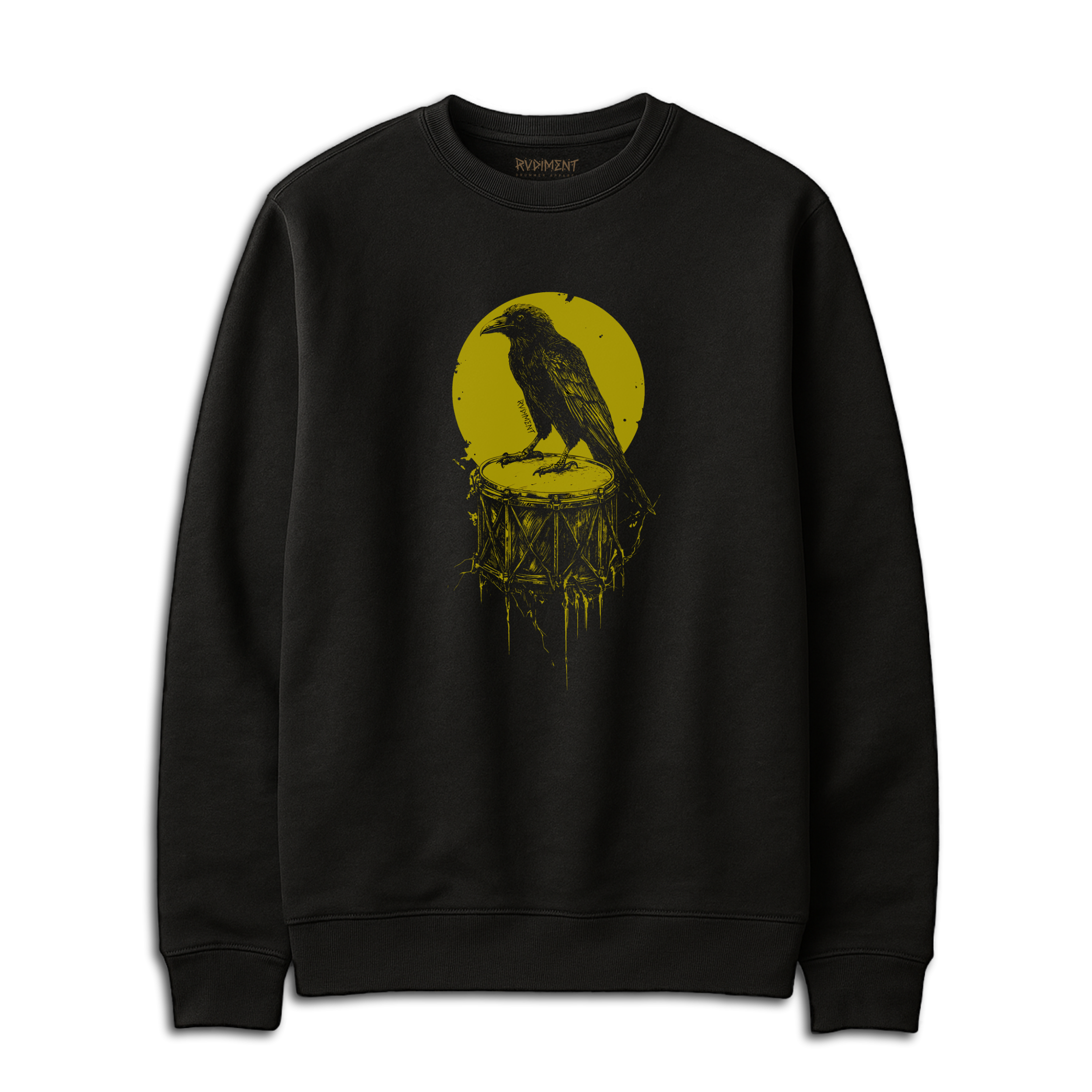 Crow Snare Drum Herren Sweatshirt für Drummer - Vorderansicht | RVDIMENT Drummer Apparel