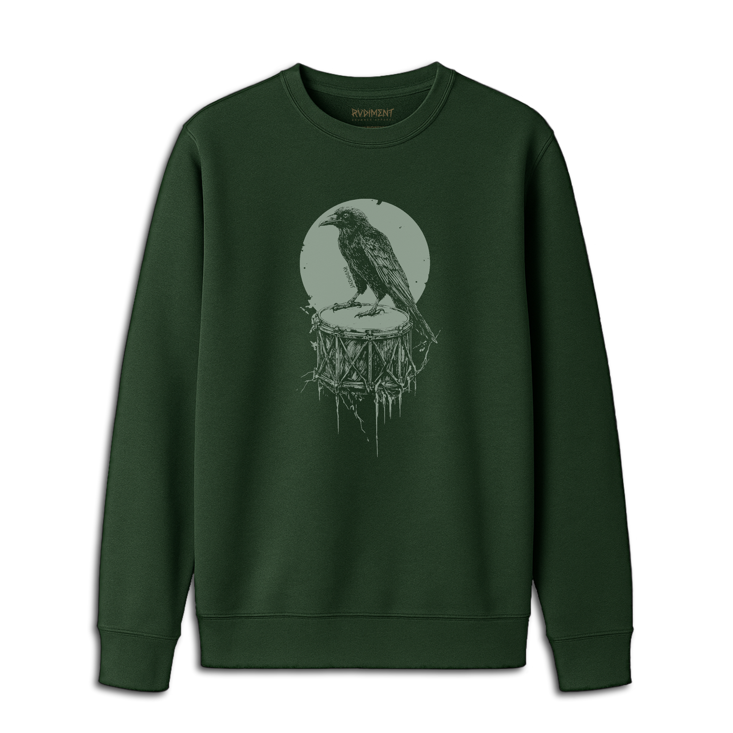 Crow Snare Drum Herren Sweatshirt für Drummer - Vorderansicht | RVDIMENT Drummer Apparel