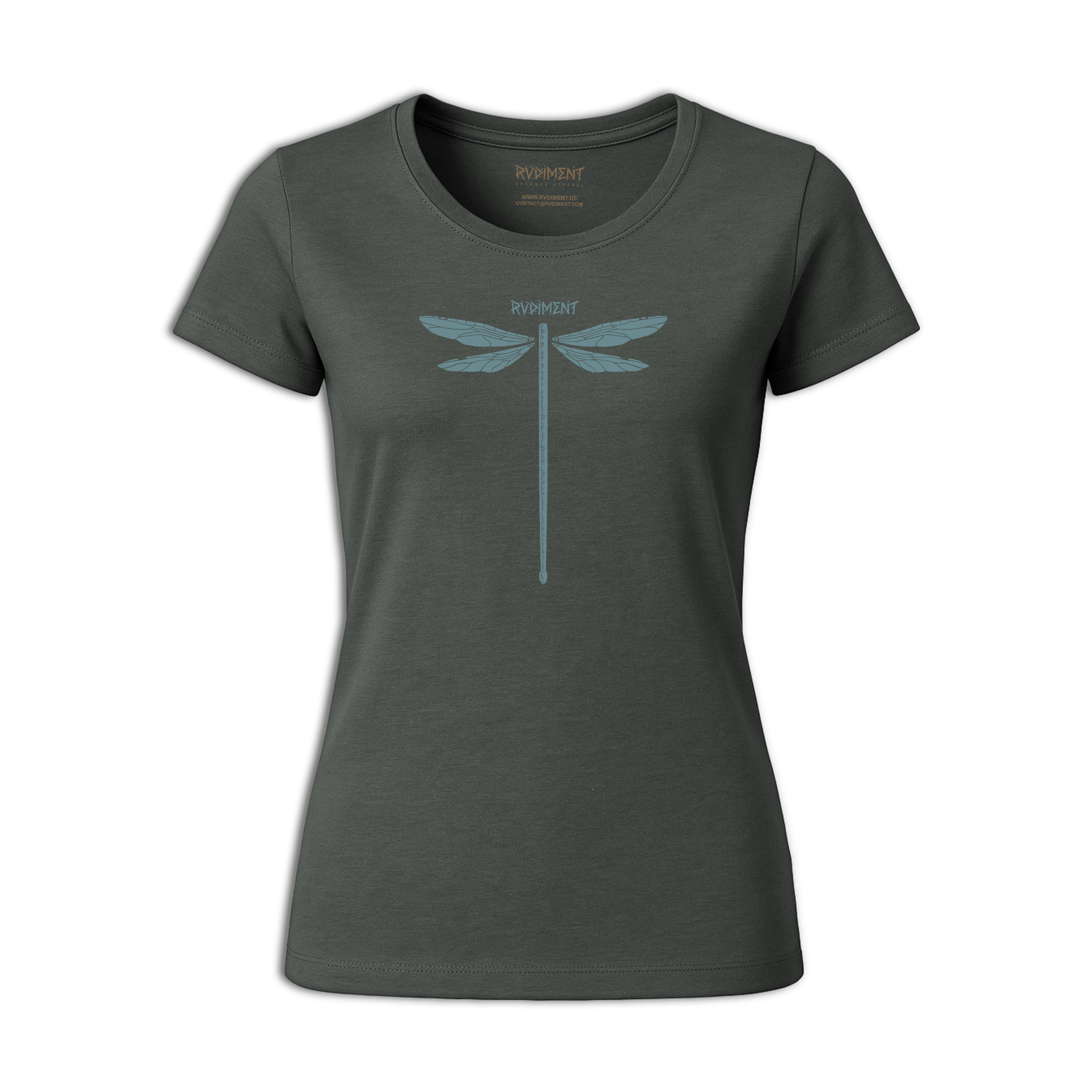 Dragonvly Drumstick Women's T-Shirt for Drummers - Front View | RVDIMENT Drummer Apparel