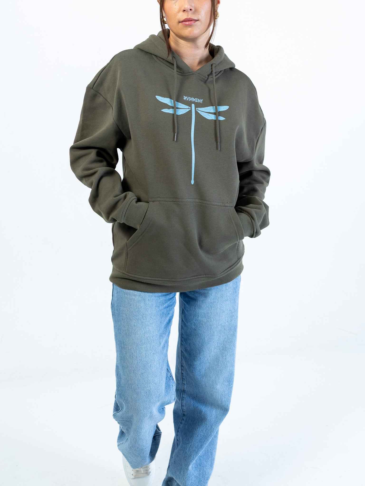 Dragonvly Drumstick Hoodie für Drummer - Vorderansicht (Model)