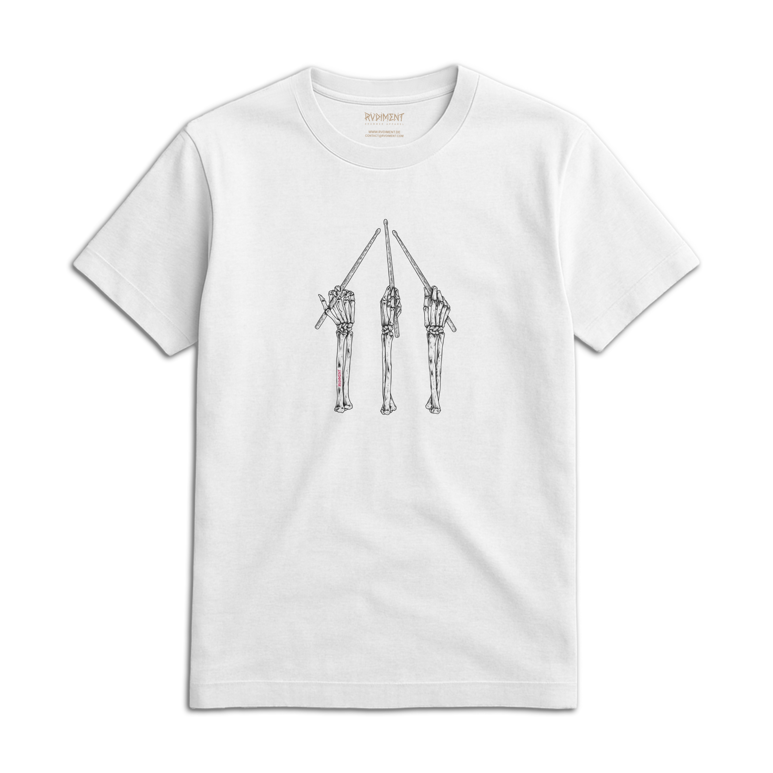 Drumstick Grips Unisex T-Shirt for Drummers - Front View | RVDIMENT Drummer Apparel