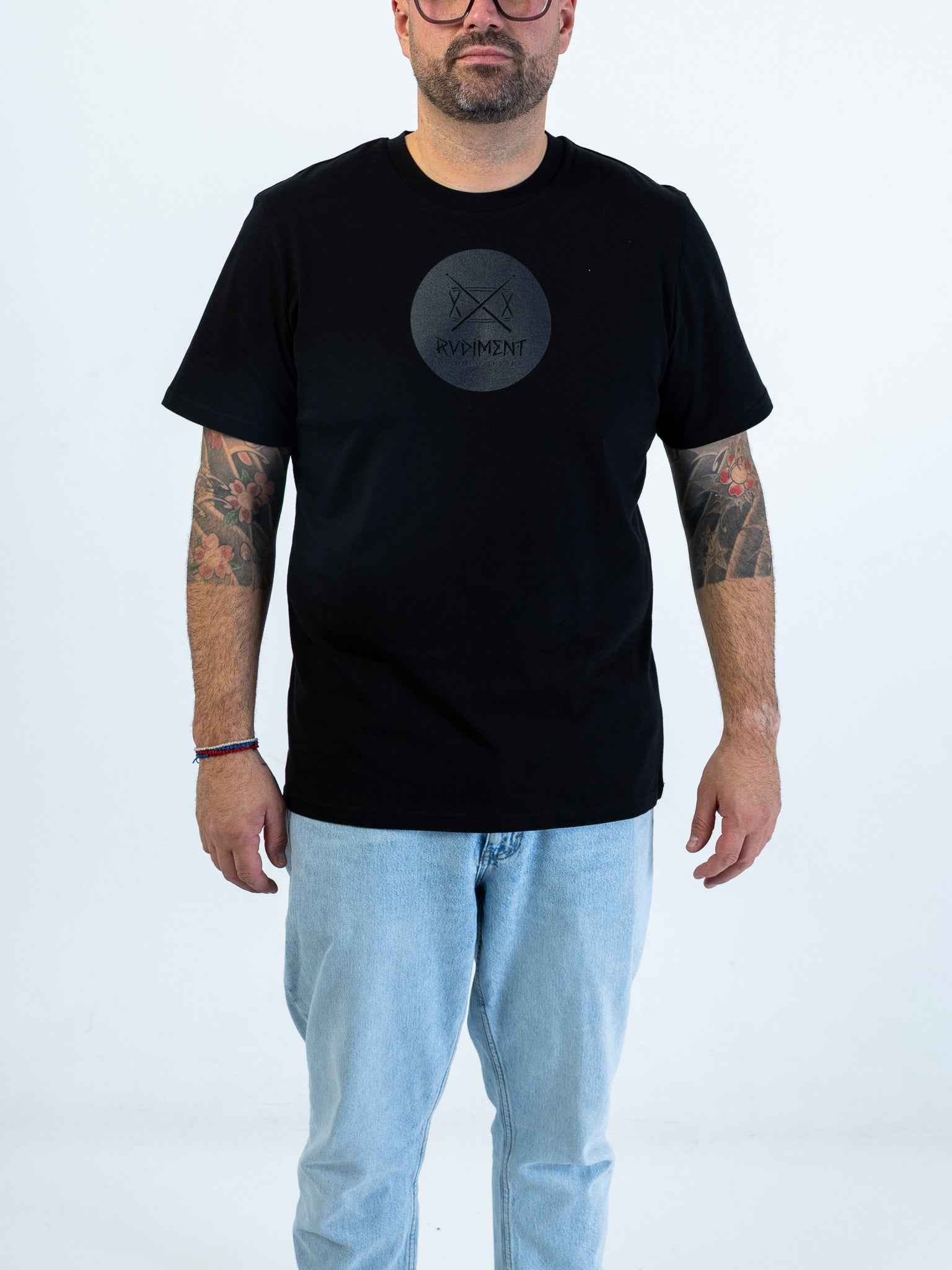 Ghost Snare Drum Unisex T-Shirt for Drummers - Model Front View | RVDIMENT Drummer Apparel