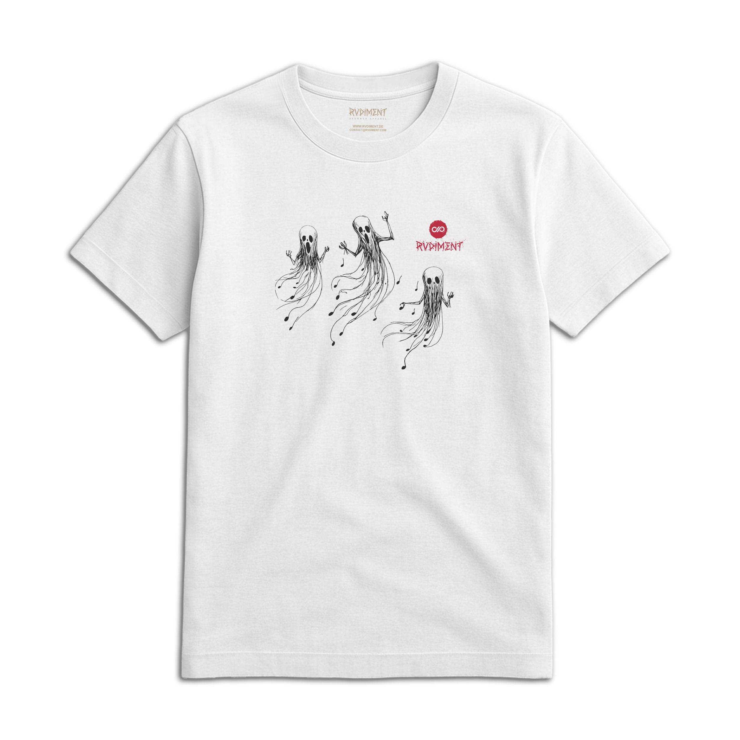 Ghost Notes Unisex T-Shirt für Drummer - Vorderansicht | RVDIMENT Drummer Apparel
