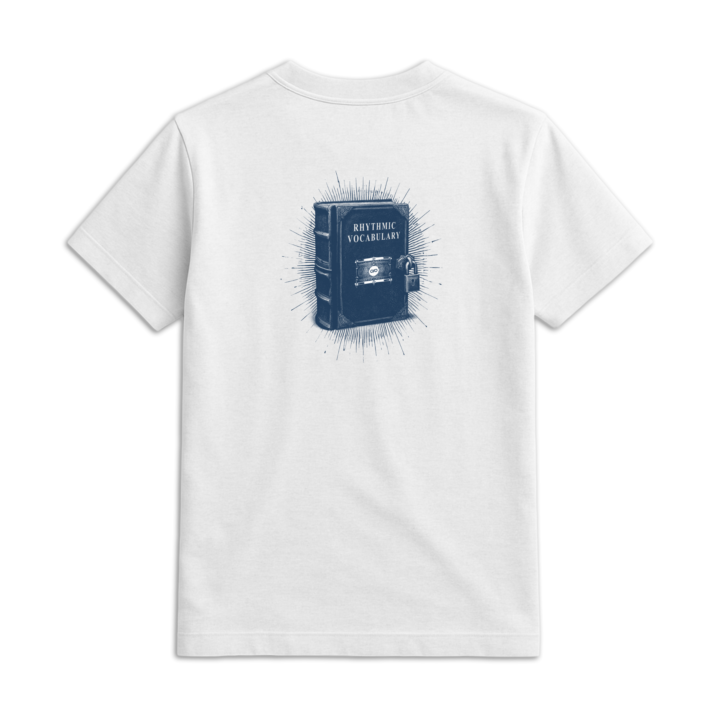 Rhythmic Vocabulary Unisex T-Shirt for Drummers - Back View | RVDIMENT Drummer Apparel