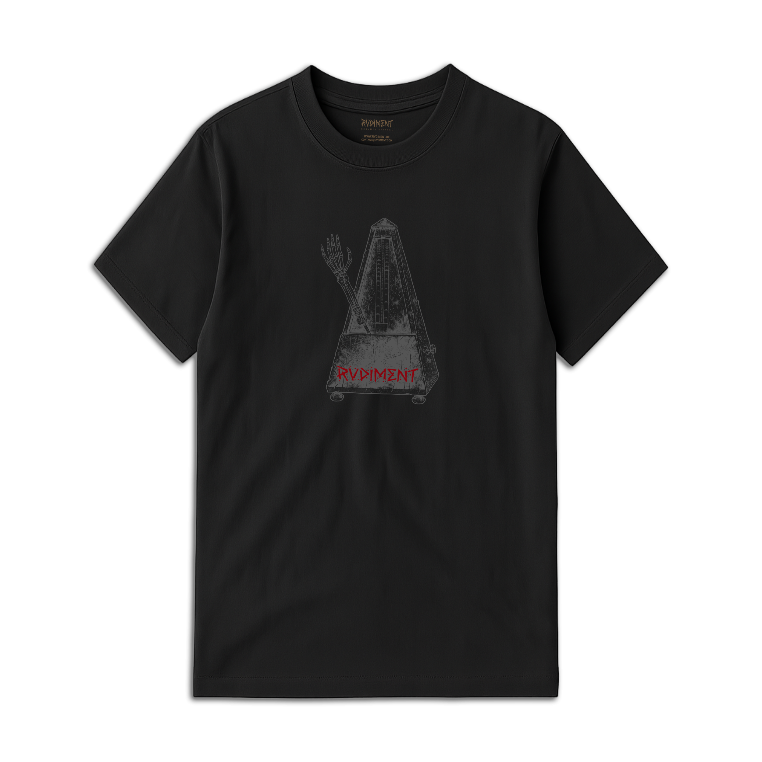 Metronome Unisex T-Shirt for Drummers - Front View | RVDIMENT Drummer Apparel