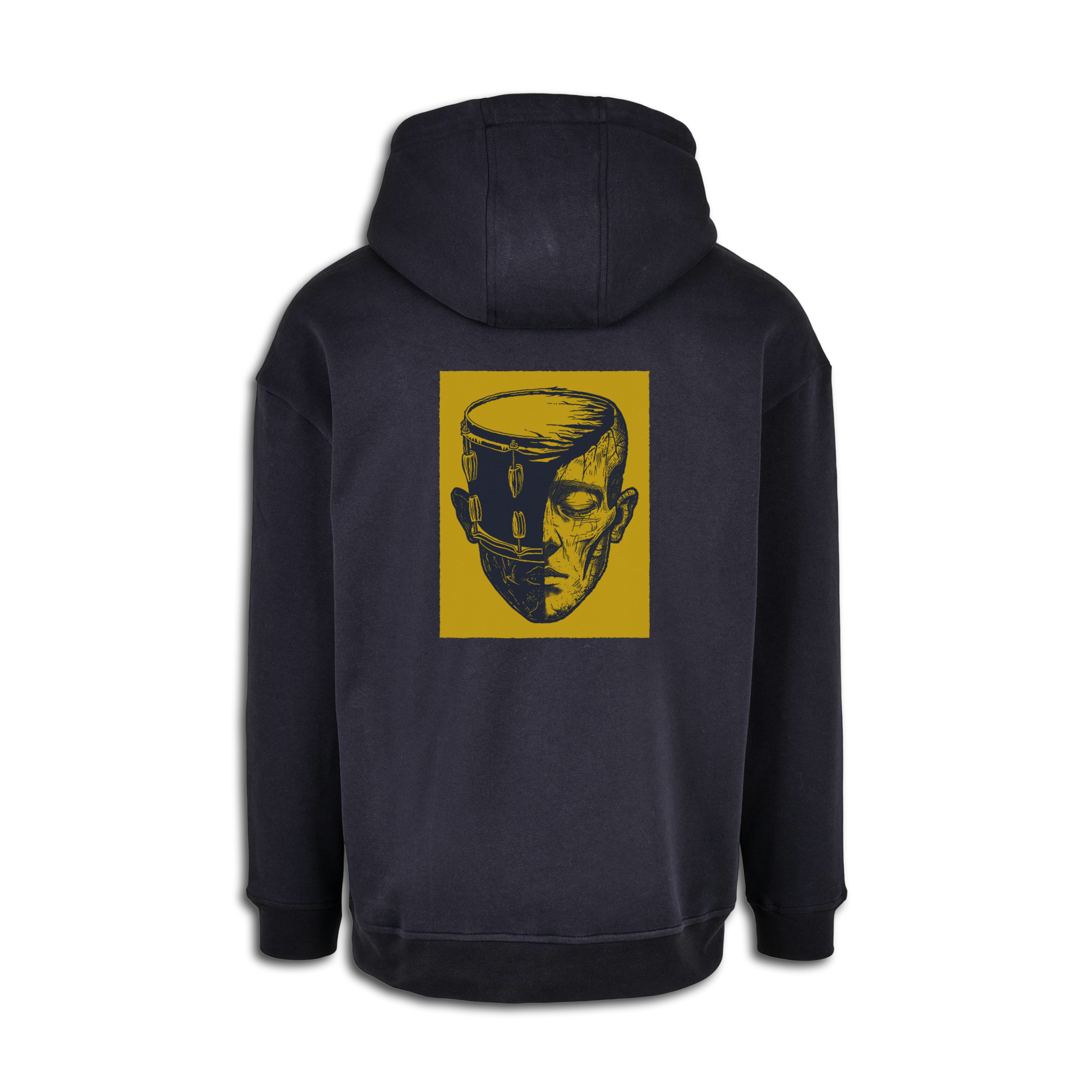Rhythm Cortex Hoodie for Drummers - Oversized Unisex Fit - Back View | RVDIMENT Drummer Apparel