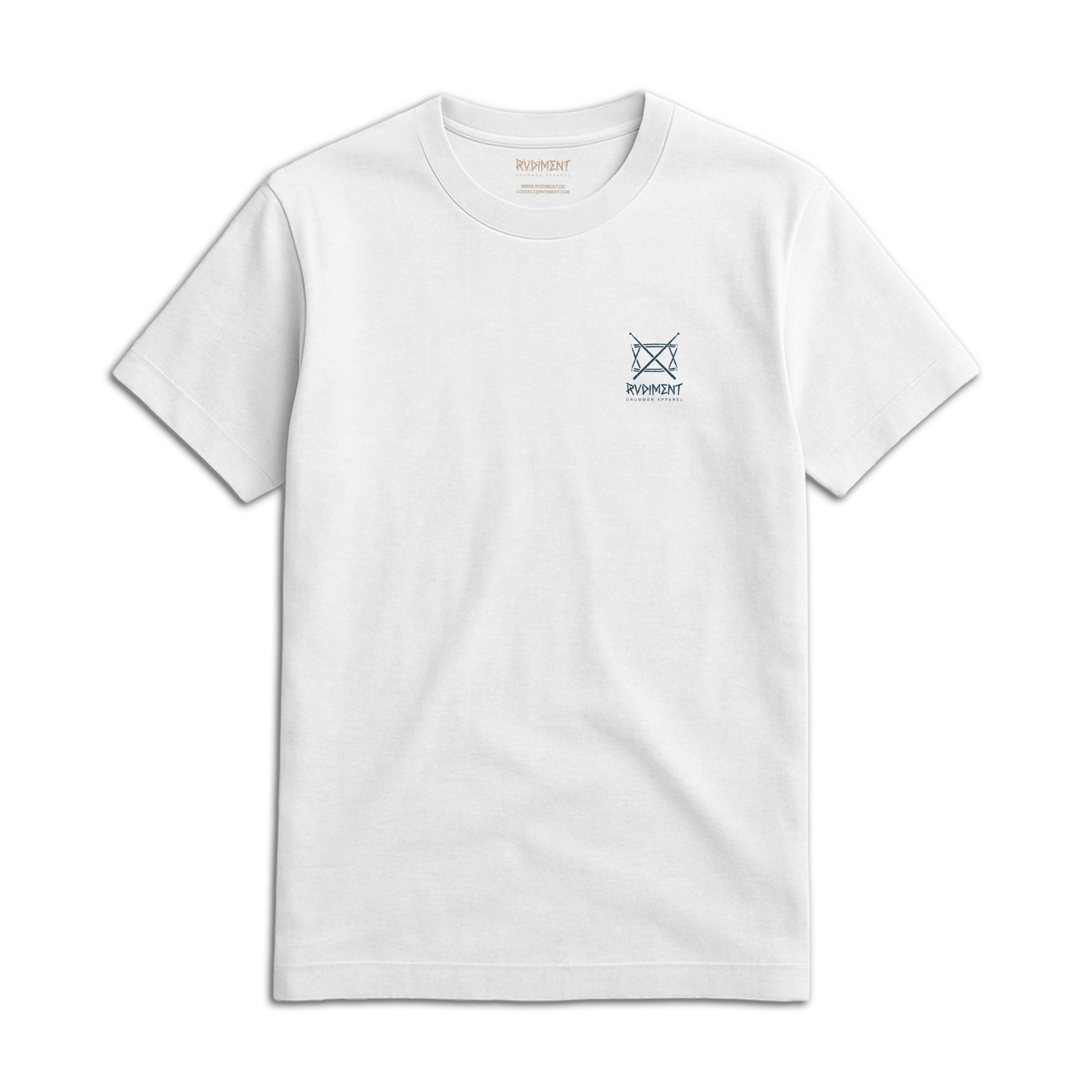 Snare Drum Logo Unisex T-Shirt for Drummers - Front View | RVDIMENT Drummer Apparel