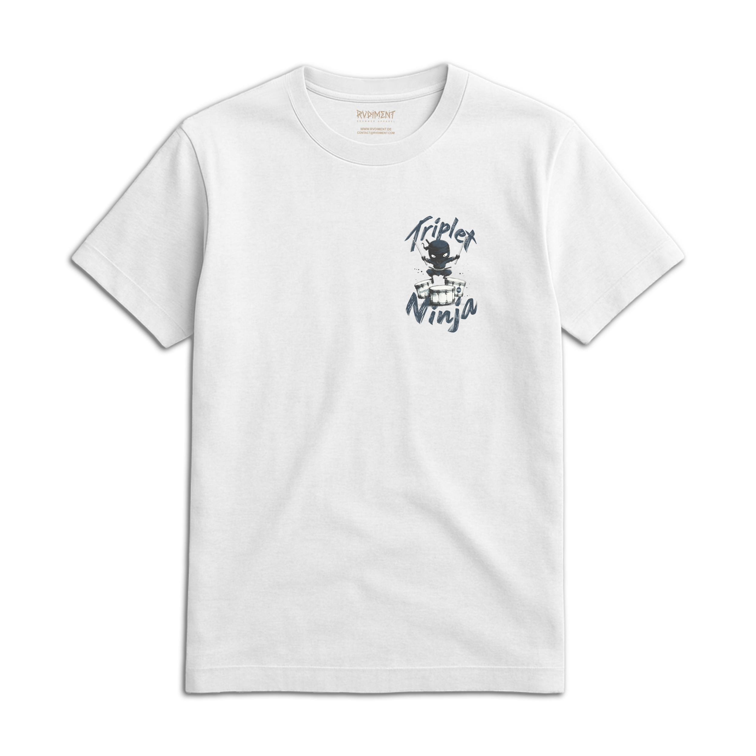 Triplet Ninja Unisex T-Shirt for Drummers - Front View | RVDIMENT Drummer Apparel