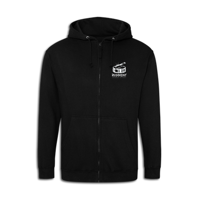 Chops Men's Zip Hoodie Black for Drummers - Front View | RVDIMENT Drummer Apparel