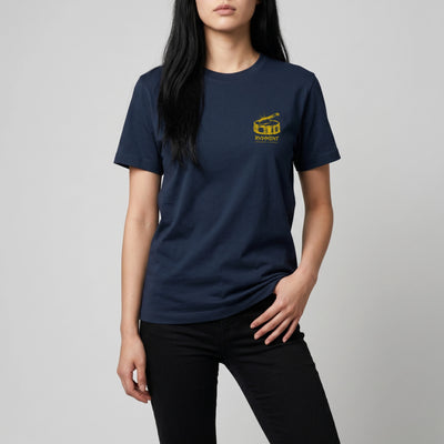 Chops Unisex T-Shirt Blue for Drummers - Model Front View | RVDIMENT Drummer Apparel