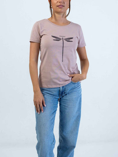 Dragonvly Drumstick Women's T-Shirt for Drummers - Model Front View | RVDIMENT Drummer Apparel