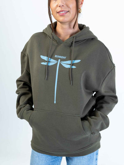 Dragonvly Drumstick Hoodie für Drummer - Seitenansicht alternativ (Model)
