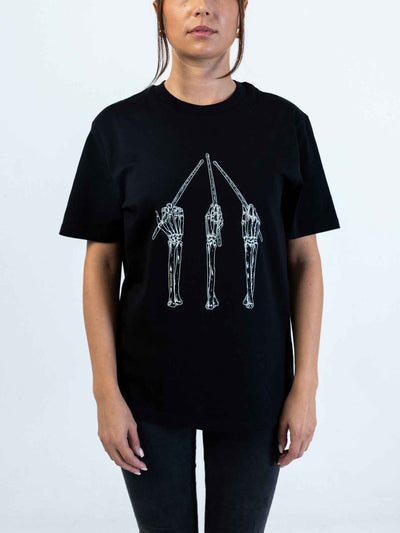 Drumstick Grips Unisex T-Shirt for Drummers - Model Front View Alternative | RVDIMENT Drummer Apparel