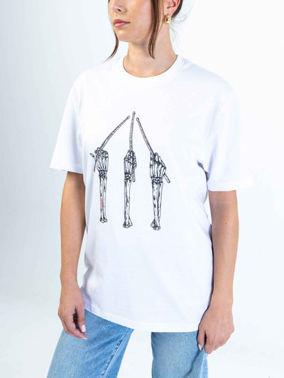 Drumstick Grips Unisex T-Shirt for Drummers - Model Side View | RVDIMENT Drummer Apparel