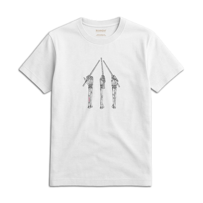 Drumstick Grips Unisex T-Shirt for Drummers - Front View | RVDIMENT Drummer Apparel