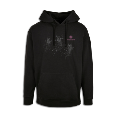 Ghost Notes Hoodie for Drummers - Oversized Unisex Fit - Front View | RVDIMENT Drummer Apparel
