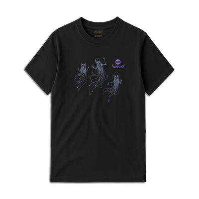 Ghost Notes Unisex T-Shirt for Drummers - Front View | RVDIMENT Drummer Apparel