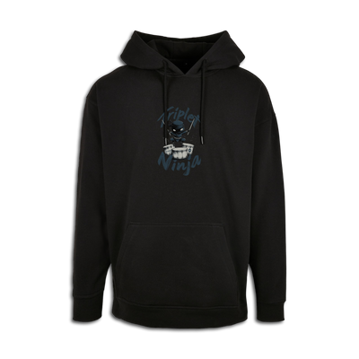 Triplet Ninja Hoodie for Drummers - Oversized Unisex Fit - Front View | RVDIMENT Drummer Apparel