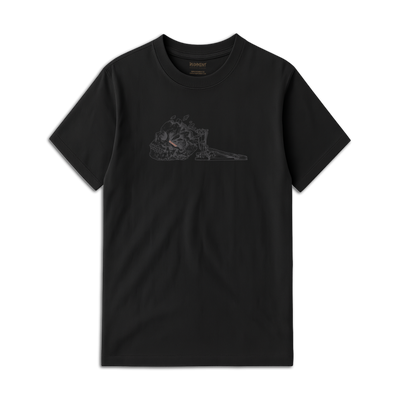 Kick Drum Skull Unisex T-Shirt for Drummers - Front View | RVDIMENT Drummer Apparel