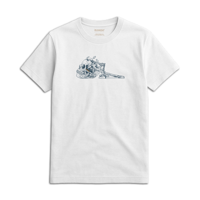 Kick Drum Skull Unisex T-Shirt for Drummers - Front View | RVDIMENT Drummer Apparel
