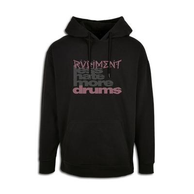 Less Hate More Drums Hoodie für Drummer - Unisex Oversize Fit - Vorderansicht | RVDIMENT Drummer Apparel