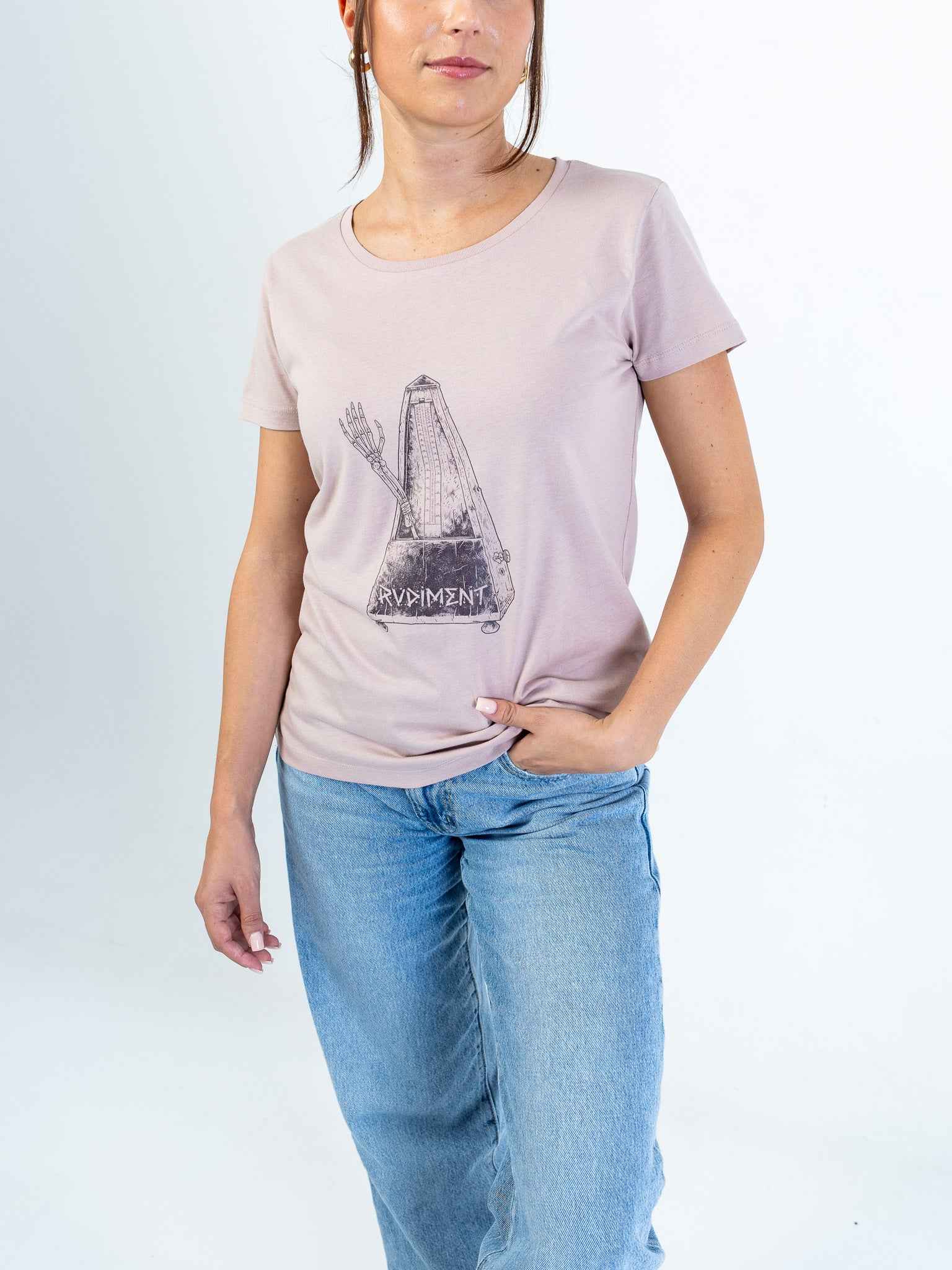 Metronome Damen T-Shirt für Drummer - Model Seitenansicht | RVDIMENT Drummer Apparel