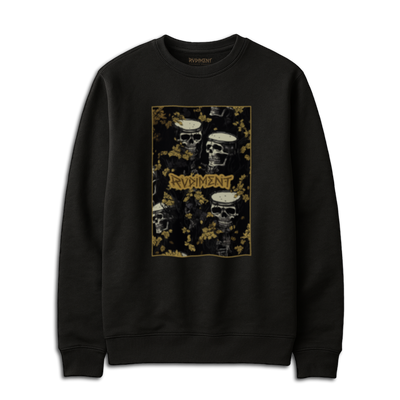 Snare Drum Skull Men's Sweatshirt for Drummers - Front View | RVDIMENT Drummer Apparel