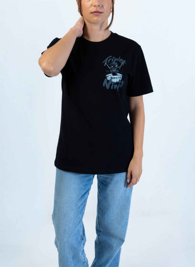 Triplet Ninja Unisex T-Shirt for Drummers - Model Front View | RVDIMENT Drummer Apparel