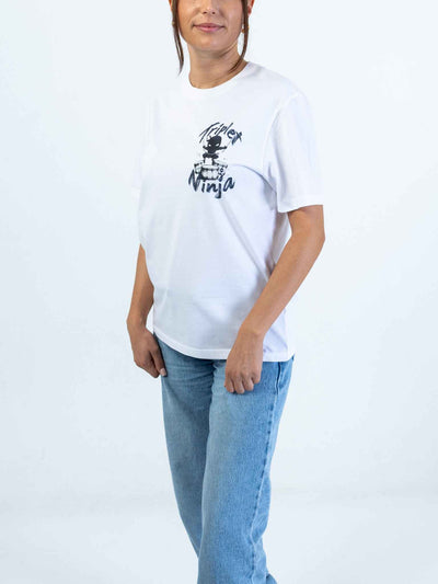 Triplet Ninja Unisex T-Shirt for Drummers - Model Side View | RVDIMENT Drummer Apparel