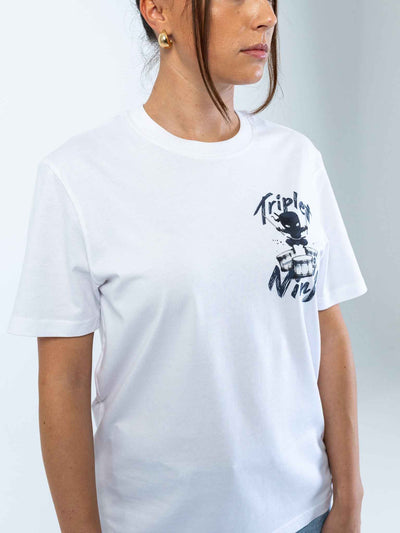 Triplet Ninja Unisex T-Shirt for Drummers - Model Side View Alternative | RVDIMENT Drummer Apparel